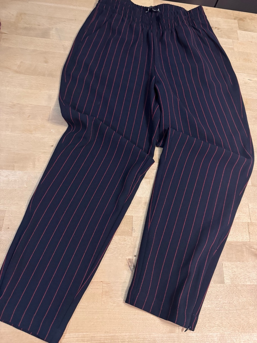 Abercrombie & Fitch Navy pinstripe zipper Ankle Pants